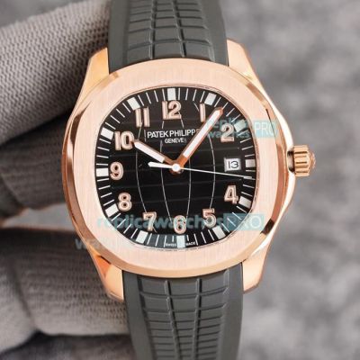 Copy Patek Philippe Aquanaut 5167R Rose Gold Black Dial Black Rubber Watch